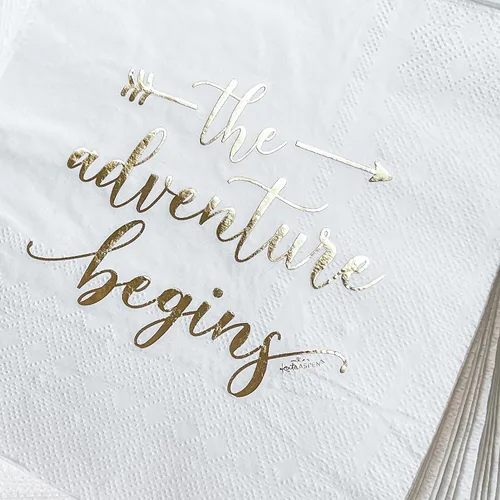 Miniatura 8 de Kate Aspen The Adventure Begins - Juego de platos y servilletas de papel para boda, 72 piezas, platos de boda, vajilla desechable para 24 invitados