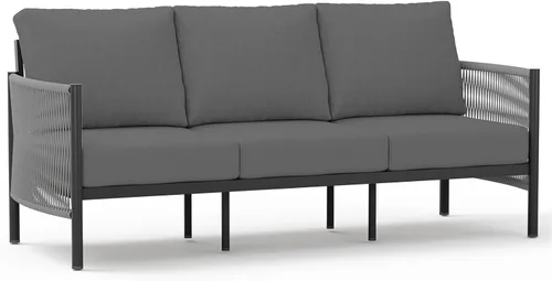 Miniatura 9 de Juego de muebles de aluminio para patio al aire libre con mesa de centro de doble capa, juegos de conversación de patio modernos de 4 piezas