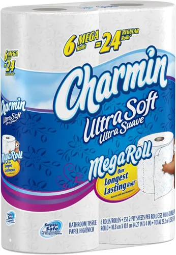 Miniatura 13 de Charmin Papel higiénico ultra suave, 24 megarrollos de papel de baño = 96 rollos regulares
