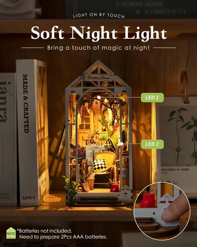 Miniatura 4 de Rolife - Kits de manualidades para rincón de lectura para adultos - Estantería de casa de jardín Booknook - Decoración de habitación en rompecabezas