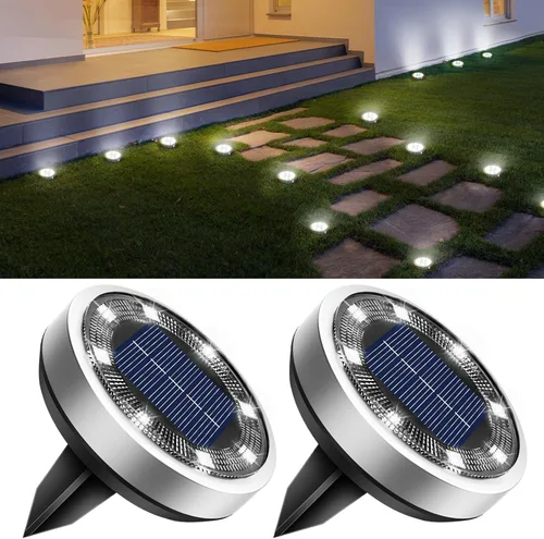 Miniatura 13 de btfarm 16 Pack Solar Lights Outdoor, 8 LED Solar Ground Lights IP65 Waterproof Flat Solar Disc Light, Pathway Lights for Garden Patio Yard Christmas