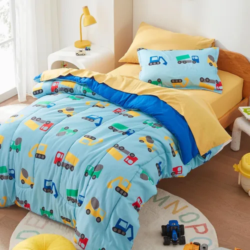 Miniatura 33 de SLEEP ZONE - Juego de edredón de 5 piezas tamaño Individual para niños, estampado suave, con edredón, sábanas y fundas para cojín y almohada, diseño