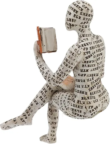 Miniatura 3 de Figura de mujer que lee, escultura pensadora, estatua de decoración abstracta, estantería, escultura de resina estética para sala de estar, oficina