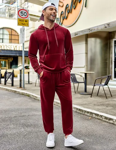 Miniatura 4 de COOFANDY Conjunto deportivo de 2 piezas para hombre, sudadera de manga larga con capucha, traje deportivo para deportes, casual, fitness, trotar