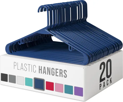Miniatura 14 de Perchas de plástico para ropa, paquete de 20 unidades, ganchos de plástico color aguamarina, son perfectas para colgar abrigos y ahorrar espacio