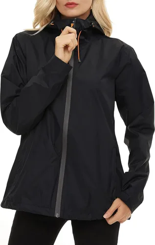 Miniatura 3 de Chaqueta de lluvia para mujer ligera impermeable con capucha cortavientos ajustable rompevientos