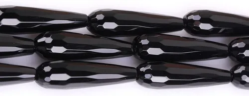 Miniatura 3 de Cuentas de ágata negra para hacer joyas, piedras preciosas naturales semipreciosas de 0.315 x 1.181 in de largo, lágrima facetada de 15 pulgadas JOE