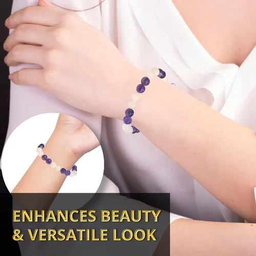 Miniatura 27 de Adjustable Crystal Bracelet – Gemstone Bead Bracelet with Adjustable Macrame String – Chic Gemstone Bracelet for Men and Women – 8mm Round Healing