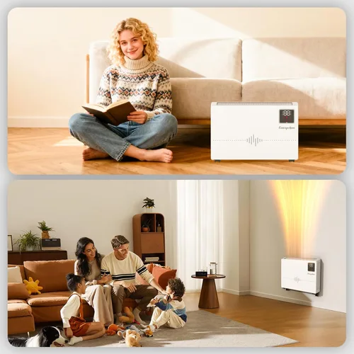 Miniatura 7 de Encyclpo Calentador de pared inteligente con control inalámbrico y remoto, calentadores de espacio de 1500 W para uso en interiores, calentador
