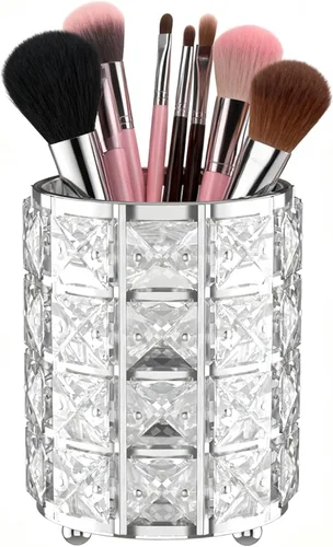 Miniatura 11 de LUGUNU - Organizador de brochas de maquillaje con cuentas de cristal, decoración de tocador, cepillos personalizados, caja de almacenamiento