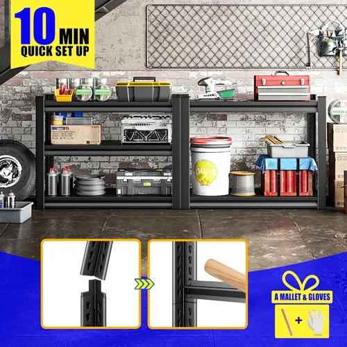 Miniatura 6 de Estantería de garaje de 3 niveles resistente, 40 pulgadas de ancho x 16 pulgadas de profundidad x 36 pulgadas de alto, estantes de almacenamiento