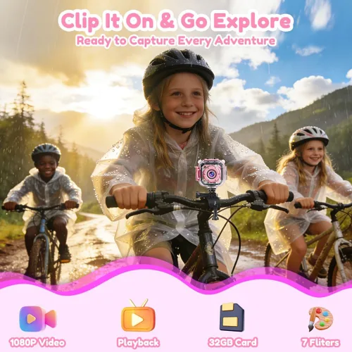 Miniatura 9 de PROGRACE Cámara impermeable para niños - Cumpleaños para niñas de 3 a 12 años, cámara de video HD 1080P submarina para niños, juguetes para piscina