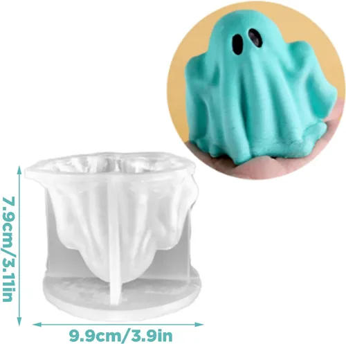 Miniatura 2 de Molde de silicona para velas de fantasmas de Halloween, molde de cera perfumada 3D, adorno de yeso, resina, jabón, chocolate, decoración del hogar