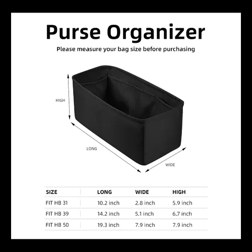 Miniatura 6 de DGAZ Organizador de bolso de seda para bolsas Hermes Herbag 313950, bolso de lujo y organizador de mano, inserto de bolsa Simplicity (negro, H39)