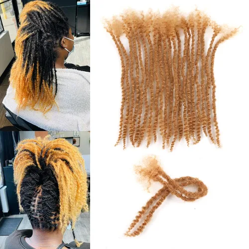 Miniatura 10 de Extensiones de cabello humano texturizado con extremos rizados, extensiones de cabello humano completamente hechas a mano para mujeres/hombres, se