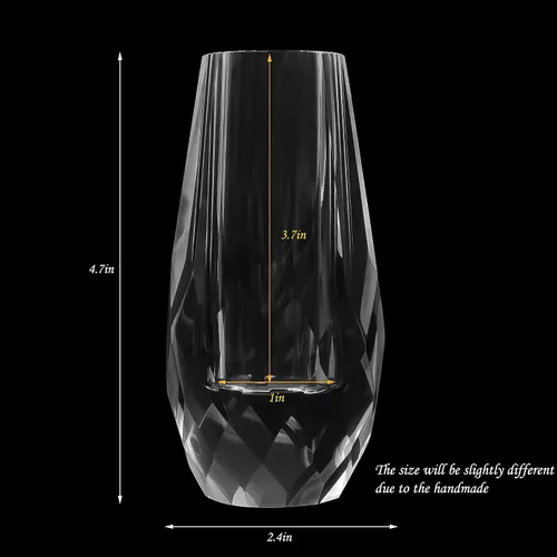 Miniatura 2 de Kitcom Florero decorativo de cristal para el hogar o boda, dimensiones del contorno de 3.1 x 7 pulgadas de alto, transparente con caja de regalo