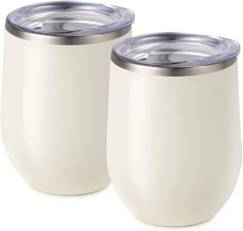 Miniatura 14 de Maars Bev - Vaso de vino de acero inoxidable sin tallo con tapa, aislado al vacío de 12 onzas, a prueba de derrames, apto para viajes, vasos midnight