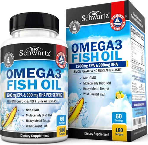 Suplemento de aceite de pescado Omega 3 de triple potencia - 2250 mg EPA DHA Omega 3 ácidos grasos de pescado fresco capturado en la naturaleza,