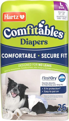 Miniatura 18 de Hartz Pañales desechables para perros, talla M, 32 unidades, ajuste cómodo y seguro, fácil de poner Value Pack
