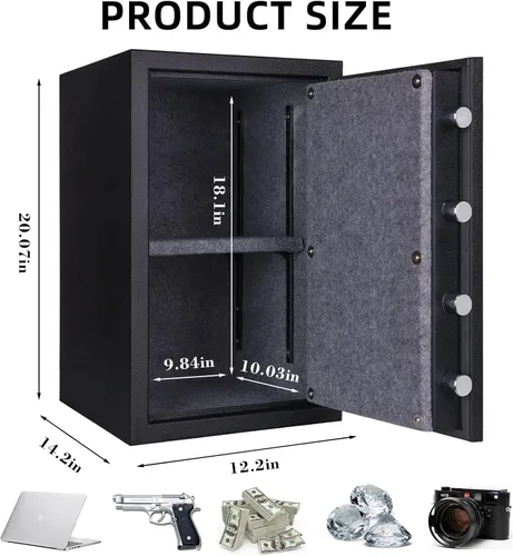Miniatura 3 de TIGERKING Caja fuerte ignífuga, 1.8 pies cúbicos, caja de seguridad digital grande de acero con teclado de botón de código, resistente para el hogar