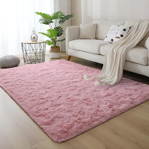 Miniatura 7 de DweIke - Tapete de pelo alto y esponjoso para sala, habitación infantil, guardería y cabecera, tapete antideslizante y suave para decoración de Rosa