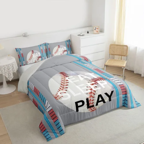Miniatura 36 de Feelyou Juego de edredón de baloncesto para niñas y niños, juego de ropa de cama con juegos de pelota, decoración de habitación, regalo para amantes