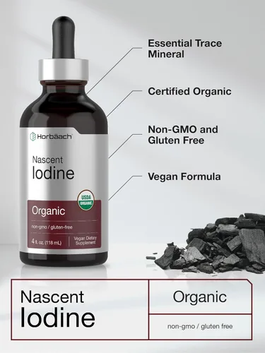 Miniatura 4 de Horbäach Yodo Nascent 325mcg 4oz Suplemento líquido orgánico Vitamina vegana, sin OMG y sin gluten