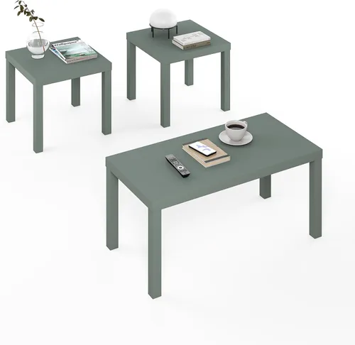 Miniatura 22 de Furinno Viola Mesa de Café, Mesa de Centro Moderna de 3 Niveles con Tablero de 1.2 Pulgadas de Grosor, Mesa Auxiliar con Estante Abierto y Blanco