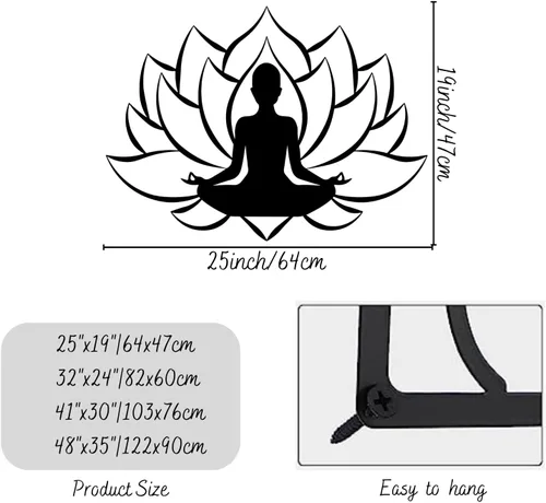 Miniatura 3 de Arte de pared de flor de loto de metal, decoración de pared de metal zen, decoración de pared de flor de loto, decoración de pared de flor de loto