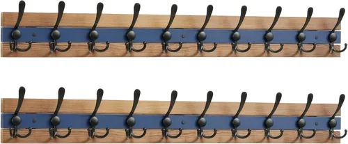 Miniatura 40 de SKOLOO Perchero de pared montado en la pared de estilo rústico: Perchero de pared de pino de madera auténtica de 40,6 cm de orificio a orificio