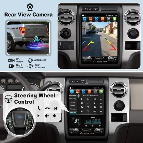 Miniatura 5 de Para Ford F150 2009 2010 2011 2012 Android 14 Estéreo de coche de 8 núcleos, 12.1 pulgadas IPS pantalla táctil radio de coche con Carplay