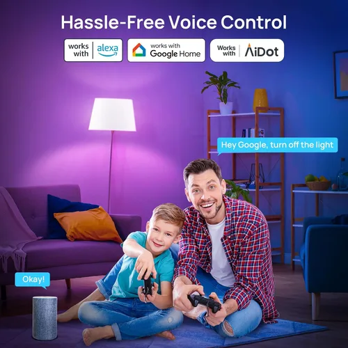 Miniatura 2 de Consciot - Foco LED inteligente, bombilla WiFi que cambia de color A19 E26 compatible con Alexa y Google Home, equivalente a 60 W, sincronización