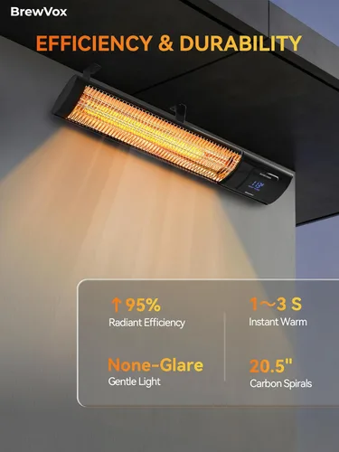 Miniatura 4 de Calentador eléctrico infrarrojo de carbono para patio al aire libre con termostatos, control inteligente por aplicación con control remoto