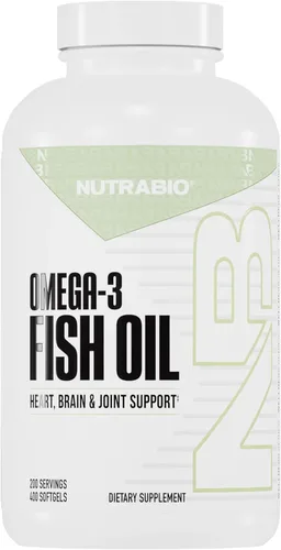 NutraBio Suplementos de aceite de pescado Omega 3, 2,000 mg, 400 cápsulas blandas - Suplemento de ácidos grasos EPA DHA Omega 3 para ayudar a