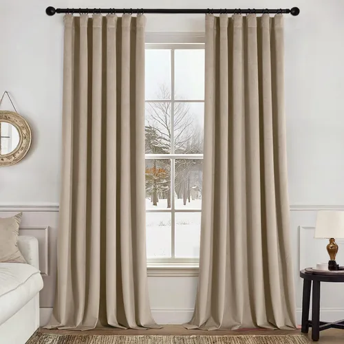 Miniatura 31 de MIULEE Cortinas de terciopelo de 84 pulgadas de largo, juego de 2 paneles para dormitorio, con pestaña trasera plisada, de lujo, aislamiento