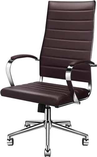 Miniatura 14 de Silla de oficina ergonómica, silla de escritorio giratoria ajustable con reposabrazos en cuero vegano, silla de respaldo alto para soporte lumbar