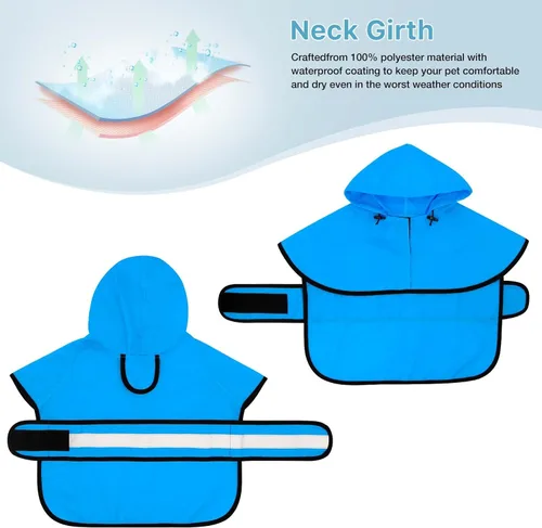 Miniatura 3 de Impermeable ajustable impermeable para perros, chaqueta reflectante para perros con capucha, abrigo ligero para lluvia para perros pequeños, Azul