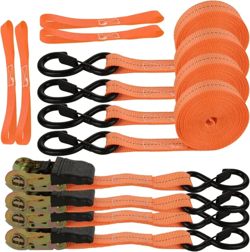 Miniatura 11 de Paquete de 2 correas de amarre de trinquete, 2 pulgadas x 33 pies, 10,000 libras de resistencia a la rotura, correas de amarre de carga resistentes