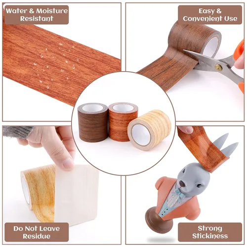 Miniatura 2 de 2 rollos de cintas de grano, parche de reparación de pisos, adhesivo texturizado, cinta impresa de madera, fuerte adhesivo, parche de reparación
