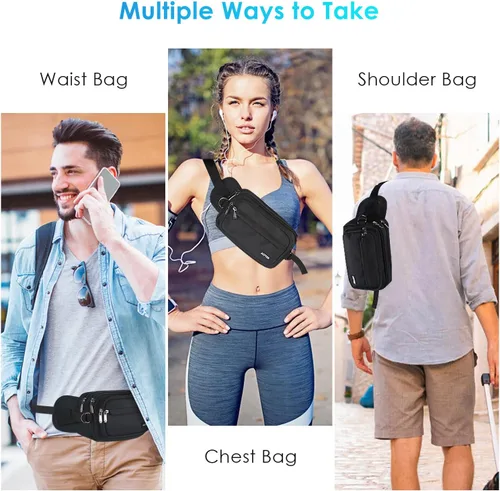 Miniatura 6 de AGPTEK Fanny Pack for Women Men, RFID Large Capacity Waist Wallet Bag, Adjustable & Waterproof Bum Belt Pouch for Travel, Running, Shopping, Hiking