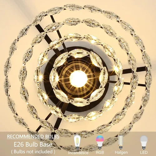 Miniatura 4 de Luupyia Mini Candelabro de Cristal Lámpara de Techo Pequeña, Moderna Lámpara de Techo de Cristal para Pasillo Accesorios Superiores Montaje Semi