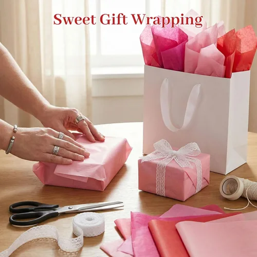 Miniatura 5 de Shindel 120 hojas de papel de seda rosa, papel de regalo de 20 x 14 pulgadas para bolsas de regalo, bodas, despedidas de soltera, proyectos
