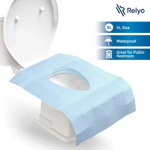 Miniatura 3 de Relyo Paquete de 20 fundas desechables XL para asiento de inodoro, impermeables, con pestañas adhesivas para adultos, niños y niños, viajes, baños