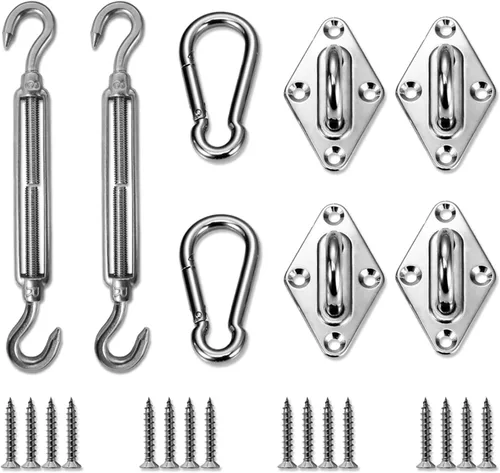 Miniatura 9 de Kit de accesorios para toldo, cable de tensión de acero de 24 pies (6 x 4) con kit de cabrestante, kit de instalación de parasoles para toldos plata