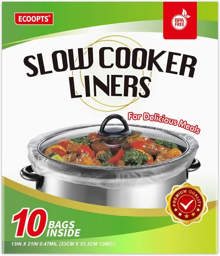 ECOOPTS Bolsas de cocina desechables para olla de cocción lenta, forros para ollas de gran tamaño para ollas de 4 a 8.5 cuartos de galón, adecuadas
