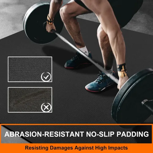 Miniatura 4 de Tapete de ejercicio grande de 8 x 5 pies 12 x 6 pies para gimnasio en casa, tapete de ejercicio resistente para suelo de gimnasio, esterilla