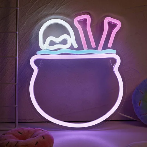 Miniatura 6 de Letrero LED de neón para Halloween, luz de neón alimentada por USB, luz nocturna de Halloween, decoración de arte de pared 3D, lámpara de neón