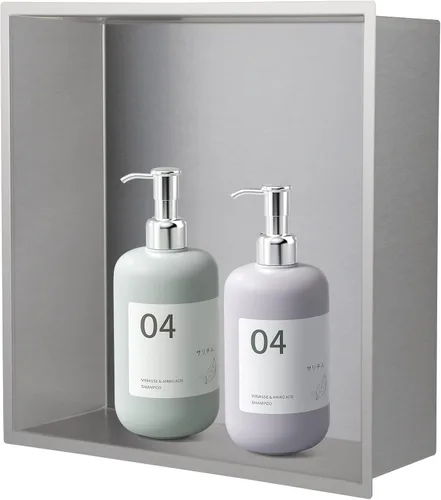 Miniatura 7 de Nicho de ducha de acero inoxidable cepillado de 12 x 6 pulgadas, organizador de ducha empotrado, inserto de estante de baño para instalación