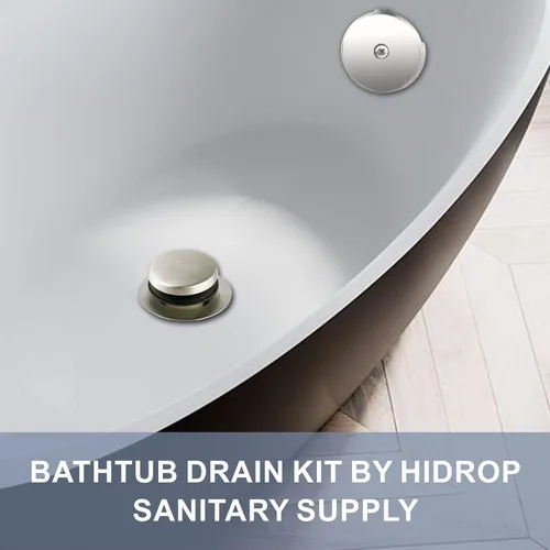 Miniatura 2 de HIDROP Kit de Conversión de Drenaje Tip Toe para Bañera, Kit de Recambio de Drenaje para Baño en Níquel Cepillado con Placa Frontal