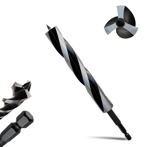 Miniatura 24 de 8 brocas profesionales de 12 pulgadas de largo para madera con vástago hexagonal de cambio rápido de 1/4 pulgadas (1/4-7/8 pulgadas), diseño de 3